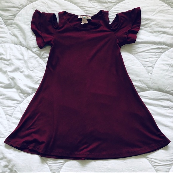 Other - BoHo Girlz - Maroon Peekaboo shoulder Dress